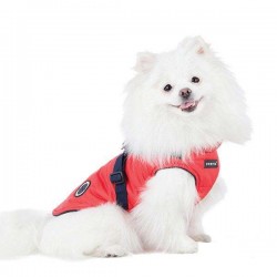 Doudoune rouge imperméable avec harnais pour chien