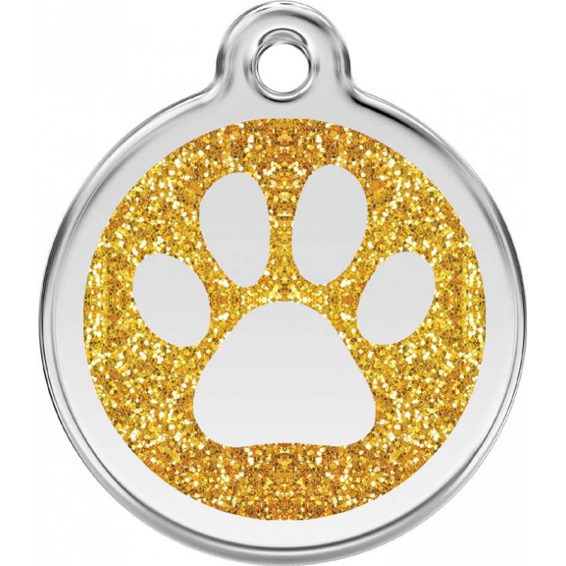 Médaille Patte dorée pailletée pour chien