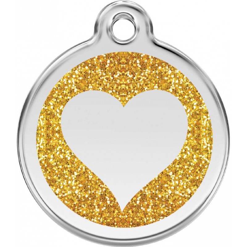 Médaille pailletée Coeur doré pour chien