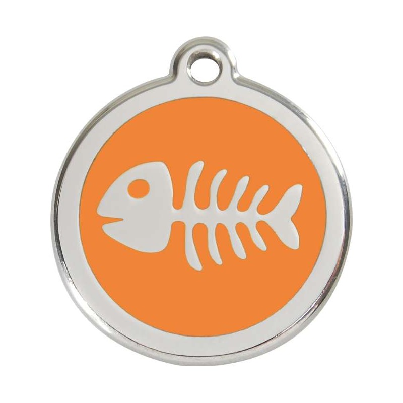 Médaille arête de poisson orange pour chat