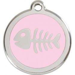 Médaille arête de poisson rose pour chat