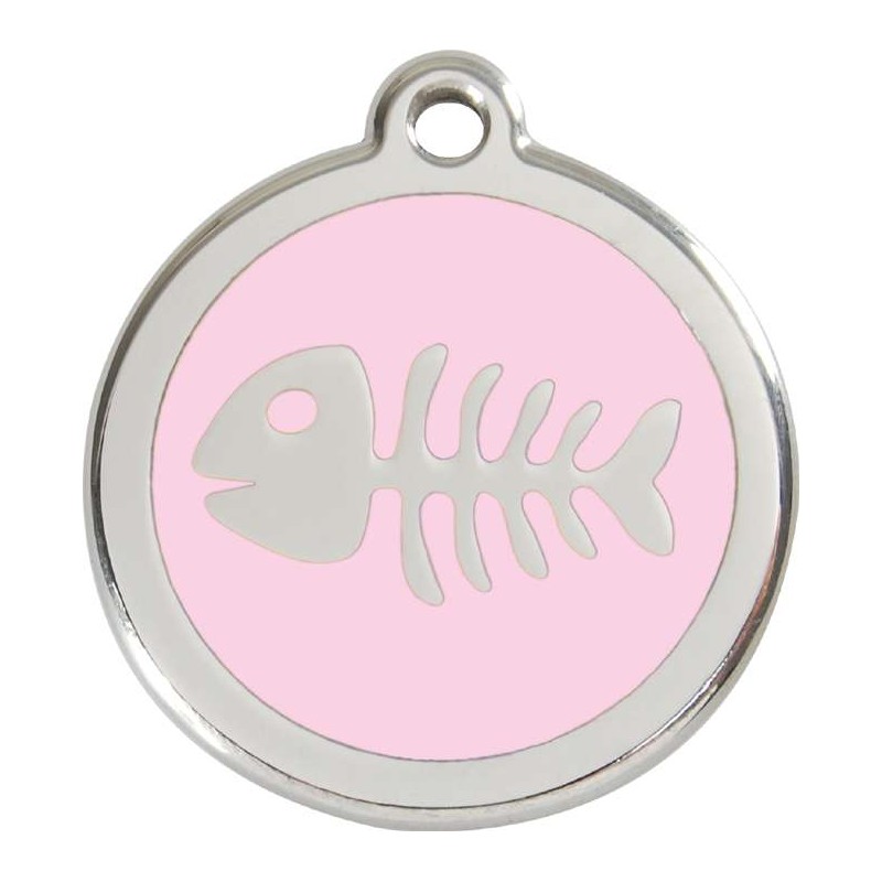 Médaille arête de poisson rose pour chat