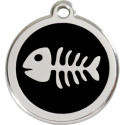 Médaille arête de poisson noir pour chat