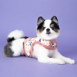 Harnais veste fourré Pinka Fleur rose pour chien