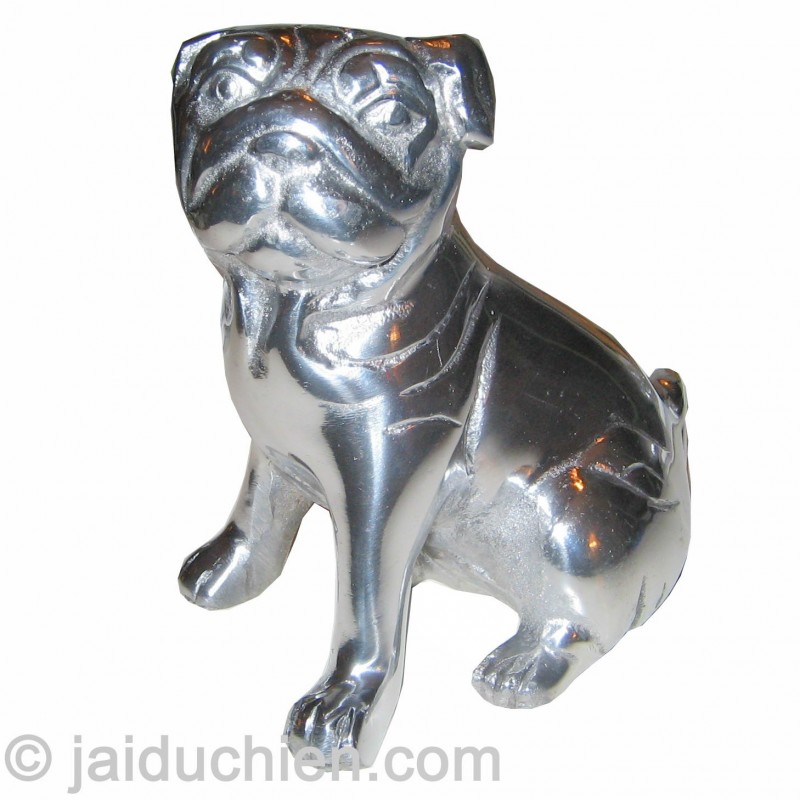 Statuette décorative aluminum chien Carlin 